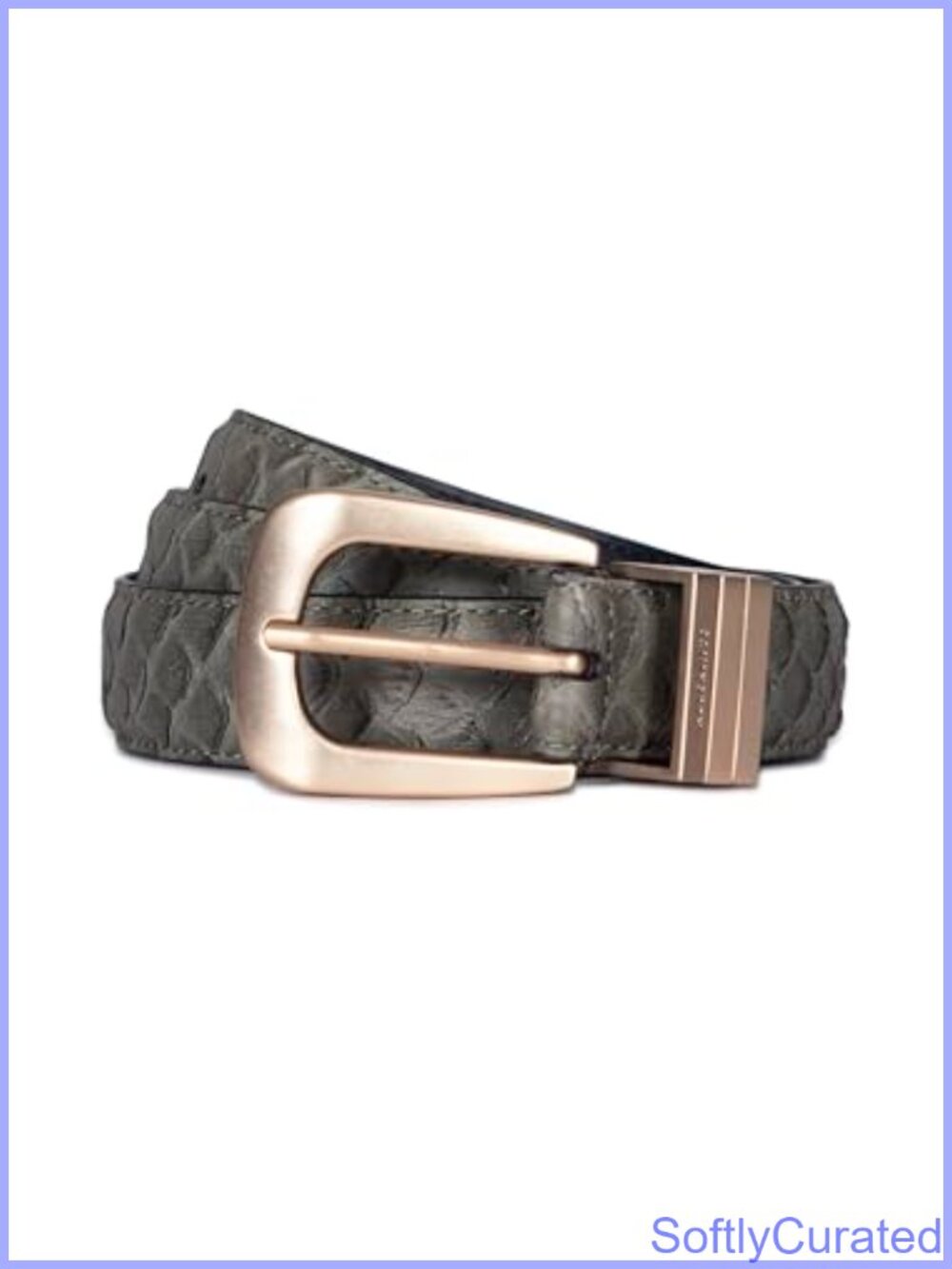 1 Inch Python-Embossed Leather Belt Feather Edge Western Buckle - Picture 1 of 4